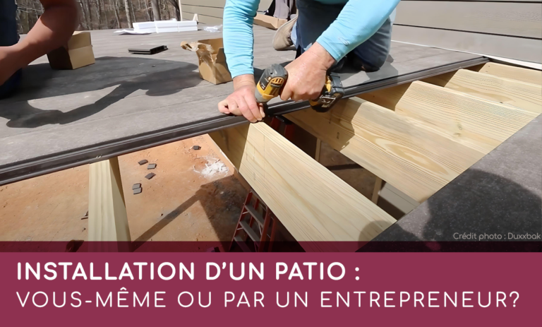 Installation d'un patio par un entrepreneur en construction