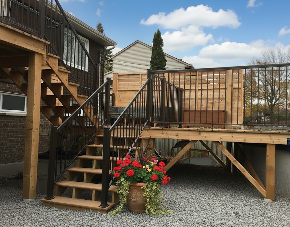 Backyard of a residence: The perfect blend of wood aesthetics and aluminum performance for a versatile deck.